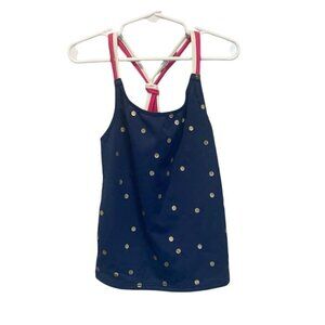 Mini Boden Girls  Blue & Gold Polka Dot Strappy Tankini Top Size 8-9 Y/134cm